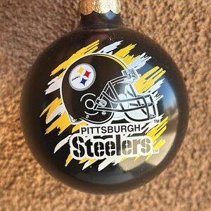 Vintage Topperscot Steelers Black Glass Holiday Ornament